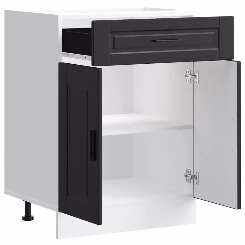 Berkfield Home Porto Black Matt Engineered Wood Kitchen Base Cabinet – 4