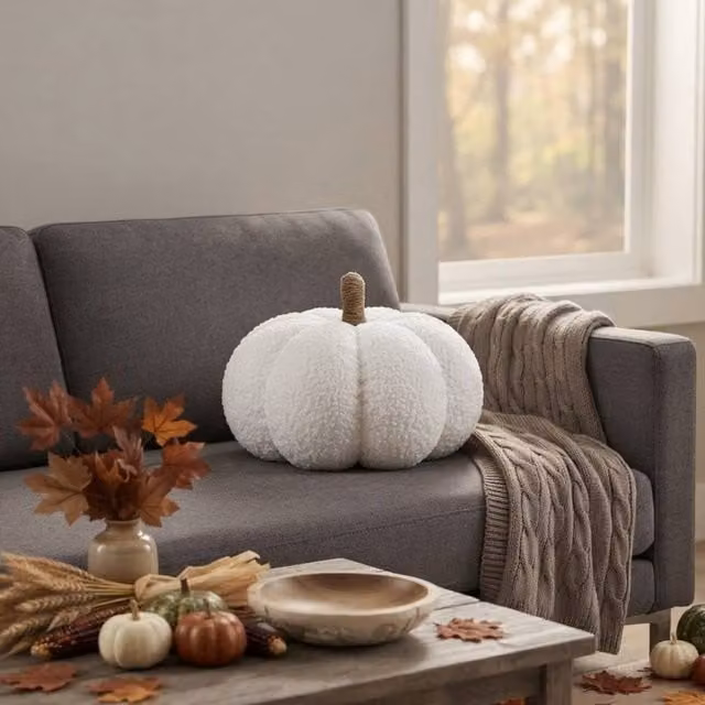 Garden Greatness Harvest Autumnal Pumpkin Cushion in White