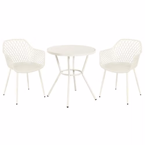Core Products 3-Piece Bistro Garden Set with Round Metal Table and Pair of Lattice Armchairs