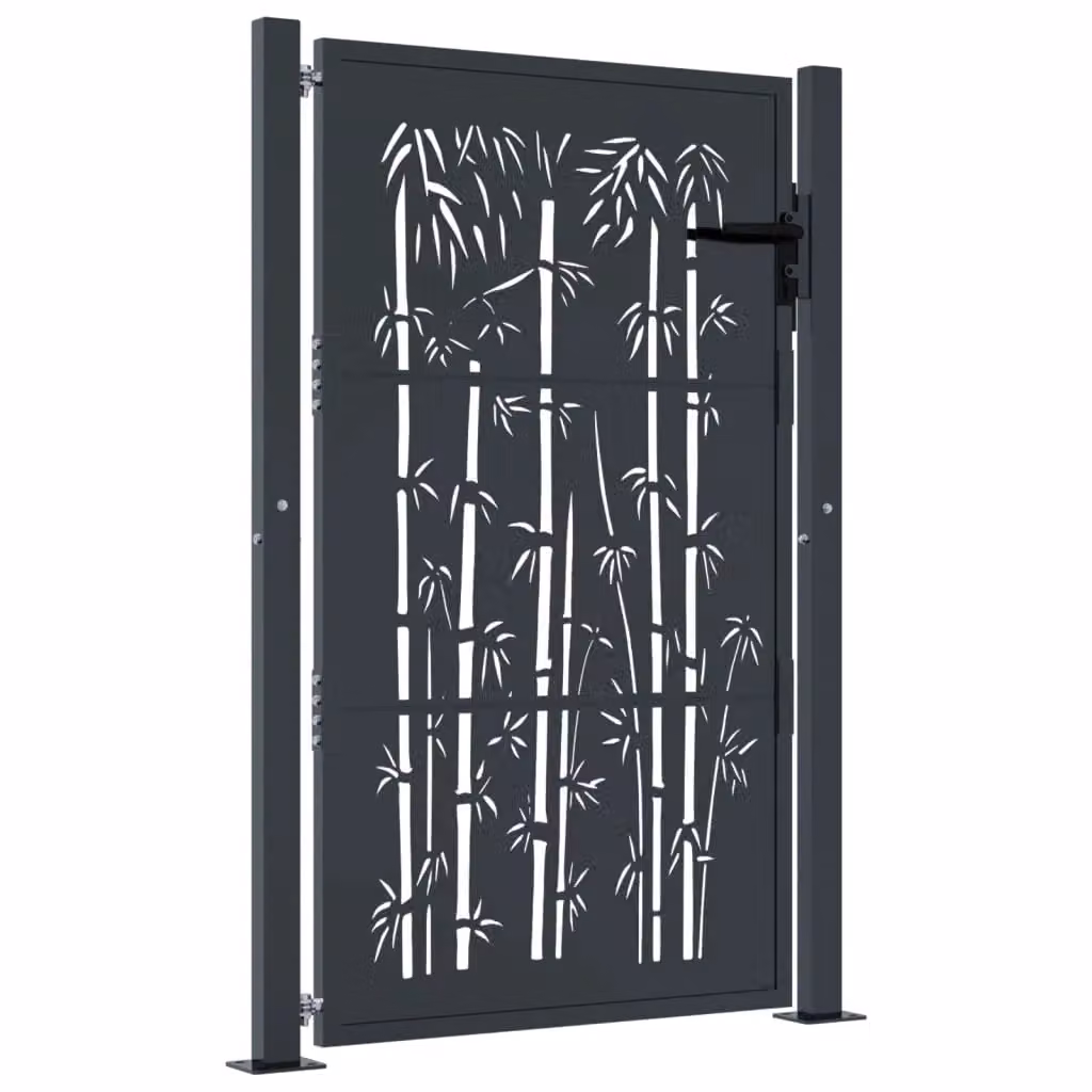 Berkfield Anthracite Steel Garden Gate with Bamboo Design W: 105 cm, H: 155 cm – 2