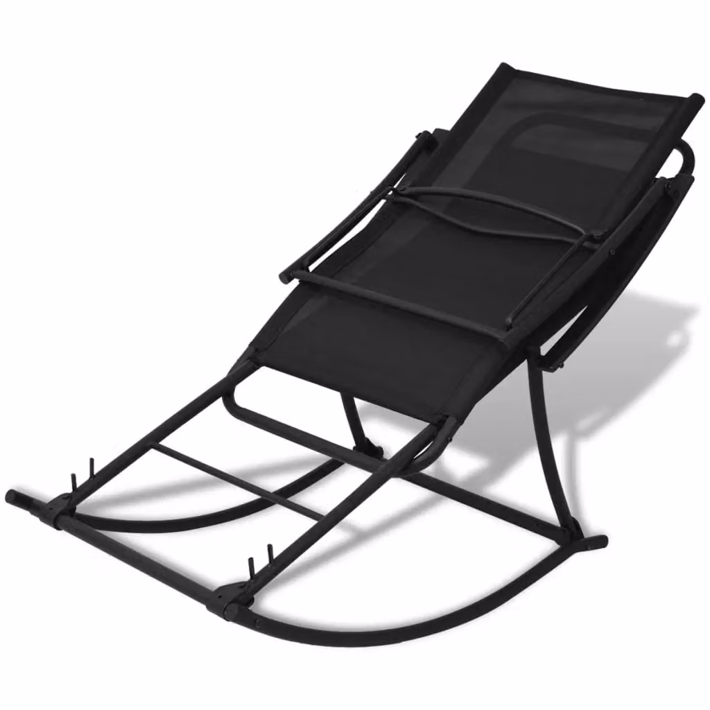Berkfield Home Garden Black Rocking Chair with Powder Coated Steel Frame and Textilene Fabric – 2