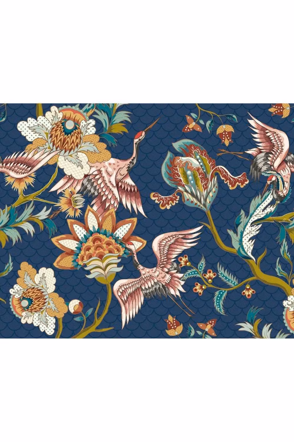 Origin Murals Cranes in Flight Wall Mural in Blue, W: 350 cm, H: 280 cm – 2