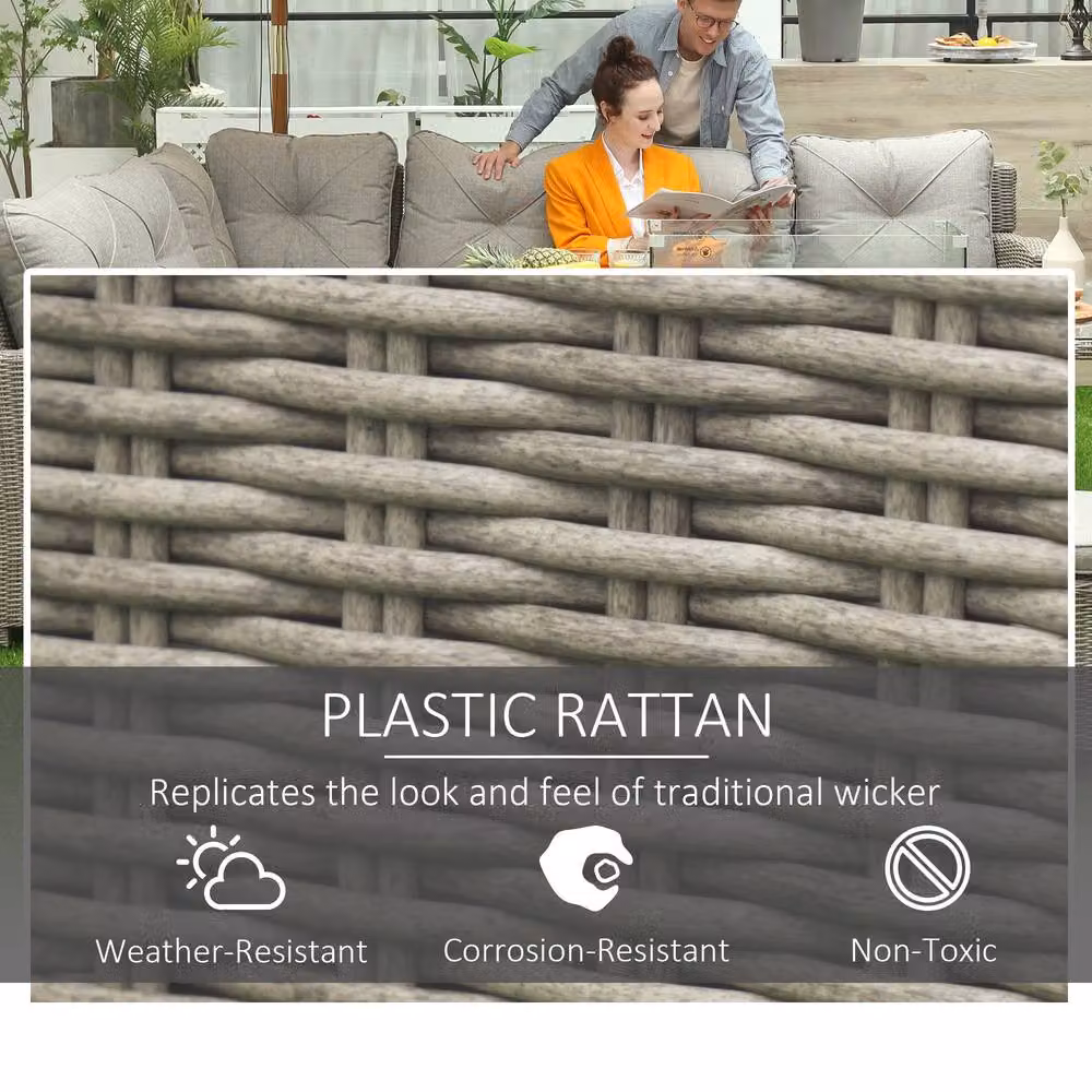 STILVORA Modern 8-Seater Grey Garden Sofa with Metal Frame – 4