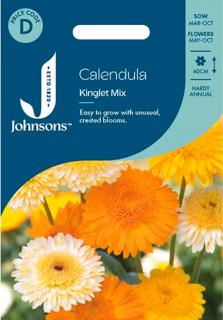 Johnsons Seeds Calendula Kinglet Mix Orange Flower Seeds