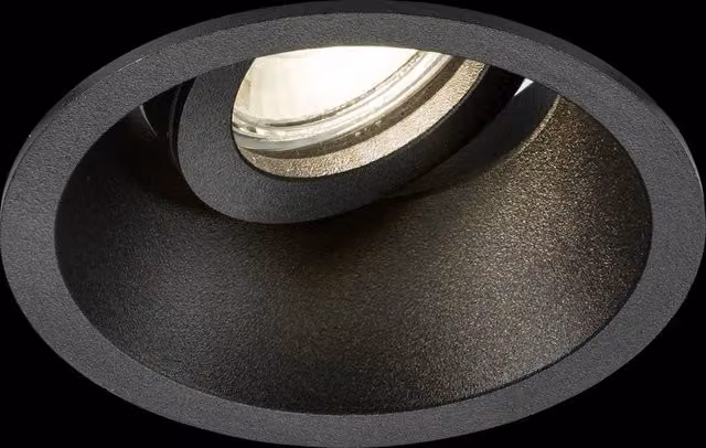 Knightsbridge Dipa Single Tilt Round Recessed Anti-Glare Downlight, Black, Dimmable and Adjustable – 3
