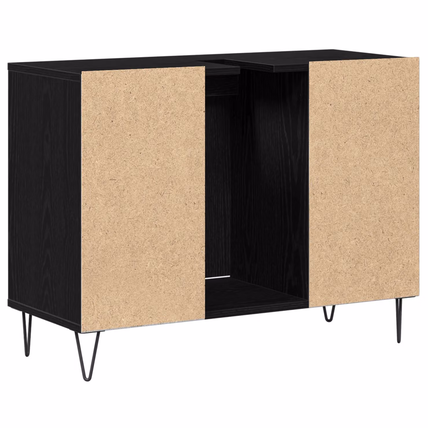 Berkfield Home Black Oak MDF Bathroom Vanity Unit with Sliding Doors and Internal Shelves – 5