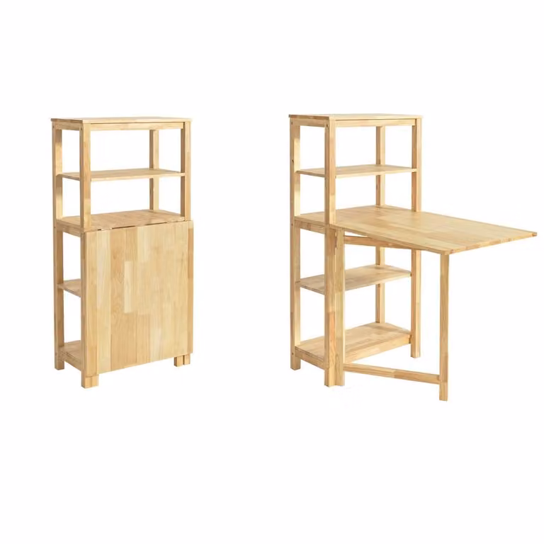 SoBuy Foldable Bar Table in Natural Brown Solid Wood with Rustic Farmhouse Design