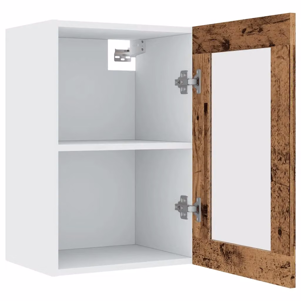 Berkfield Home Lyon Hanging Glass Cabinet in Brown, W: 40 cm, D: 31 cm, H: 60 cm – 2
