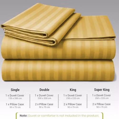 Lazzaro Yellow Striped Microfibre Single Duvet Cover and Pillowcase Set, W/D/H: 135 x 200 cm and 50 x 75 cm – 2