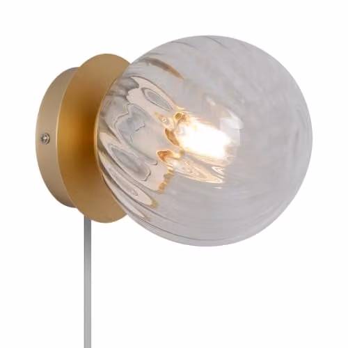 Nordlux Chisell Modern Wall Light in Gold/Brass Metal with Transparent Glass and E14 Socket – 1