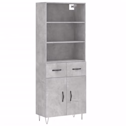 vidaXL Highboard in Concrete Grey with Hinged Doors and Internal Shelves, W/D/H: 69.5 x 34 x 180 cm – 1