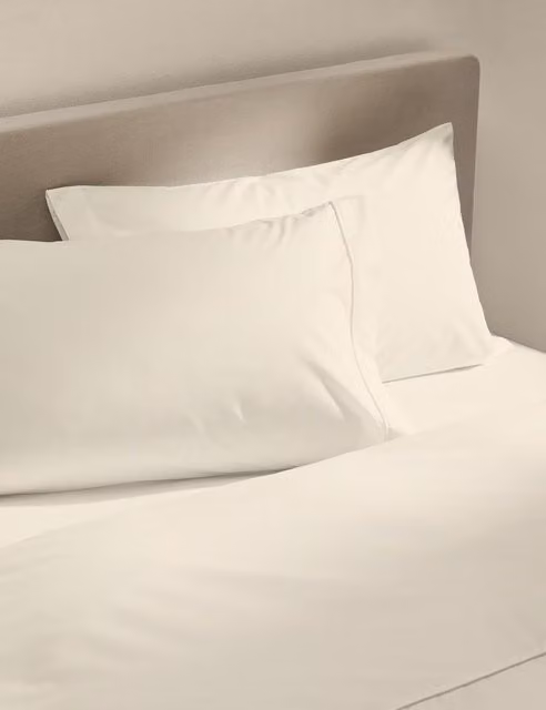 M&S 2 Pack Egyptian Cotton 230 Thread Count Percale Pillowcases in Beige