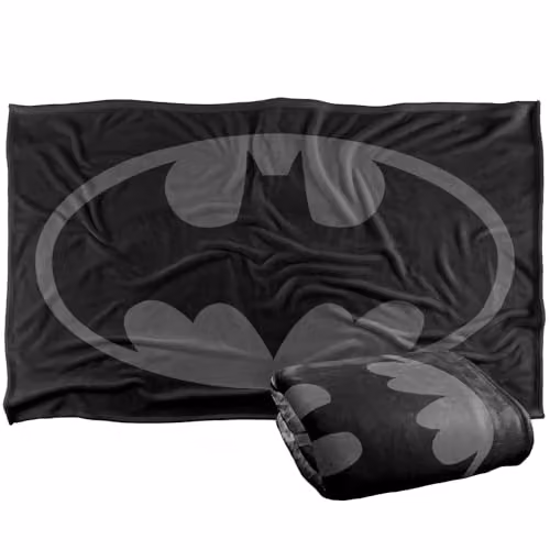 Warner Bros. Batman Classic Shield Logo Super Soft Fleece Throw Blanket, Black and Multicolour, W: 91 cm, D: 147 cm