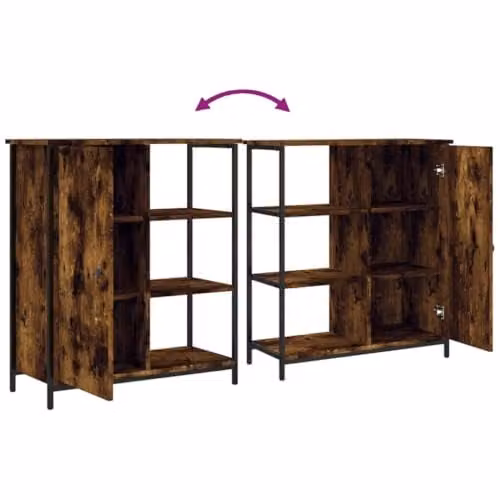 vidaXL Sideboard in Smoked Oak, Brown Engineered Wood, W/D/H: 70 x 30 x 80 cm – 3