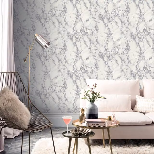 Arthouse Abstract Modern Wallpaper in Silver and White