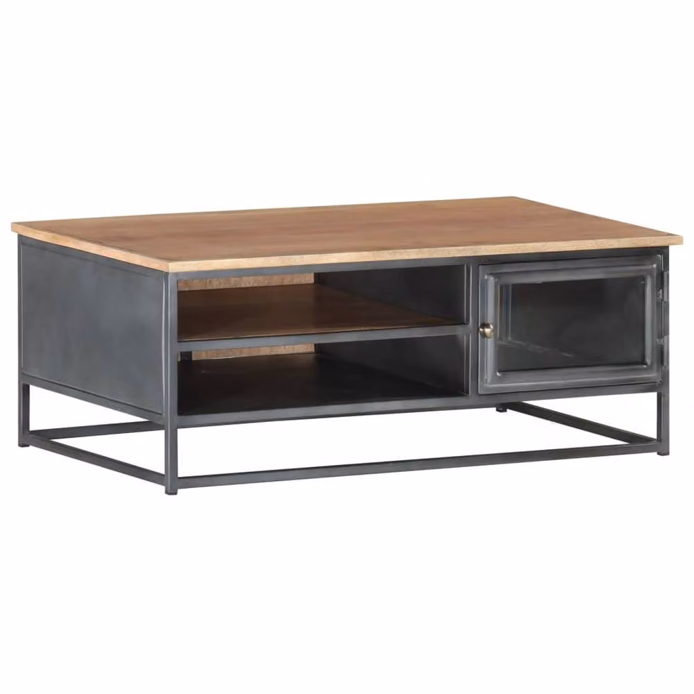 Berkfield Home Grey Acacia Wood Coffee Table W/D/H: 90 x 50 x 35 cm – 2