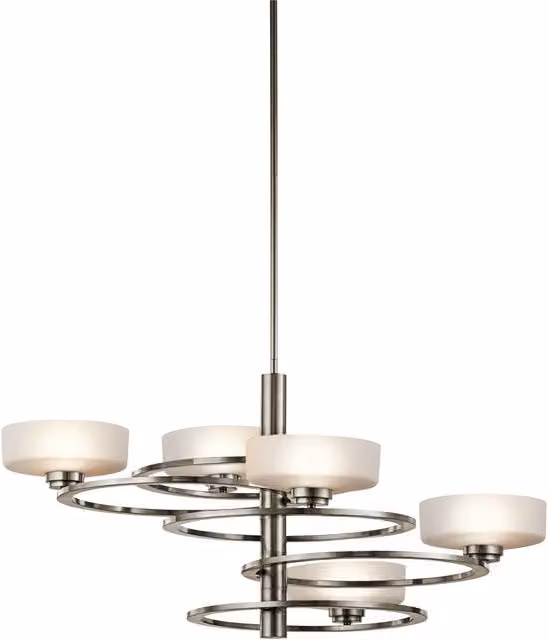Loops Classic 4 Bulb Hanging Pendant Chandelier in Silver with LED G9 Bulbs – 1