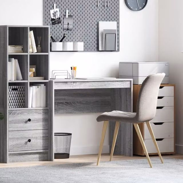 Berkfield Home Writing Desk in Grey Sonoma, W/D/H: 90 x 40 x 76 cm – 1