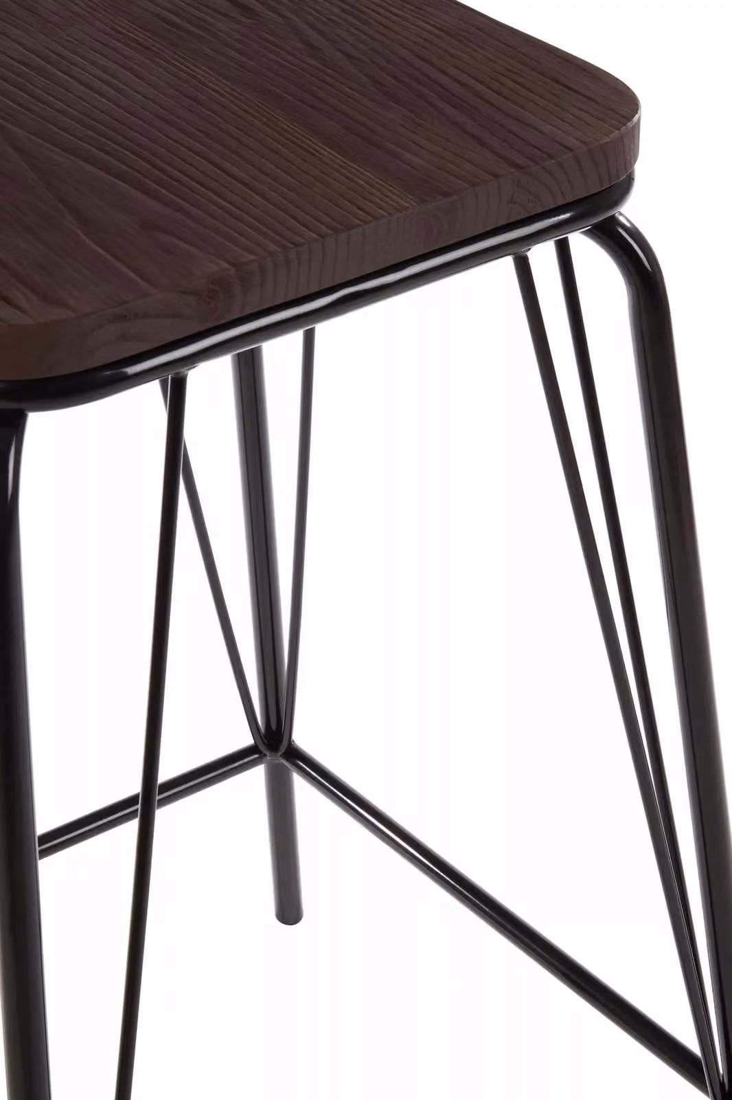 Orsina Industrial Metal and Wood Stool, Black and Brown, W/D/H: 42 x 42 x 62 cm – 4