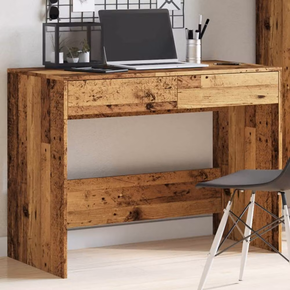 Berkfield Home Rustic Brown Writing Desk in Engineered Wood, W: 101 cm, D: 50 cm, H: 76.5 cm – 4