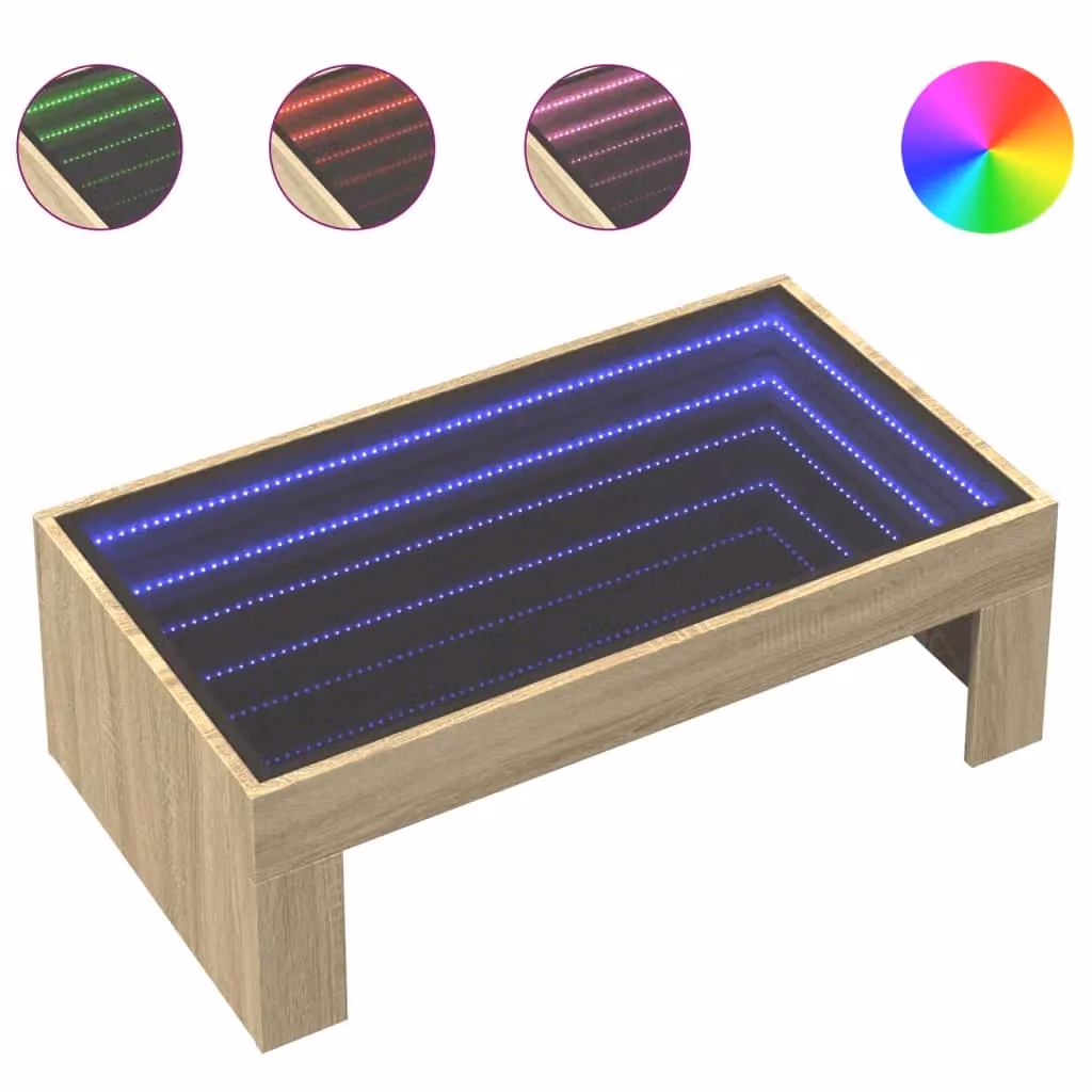 Berkfield Home Infinity LED Coffee Table in Sonoma Oak Brown, W/D/H: 90 x 50 x 30 cm – 2