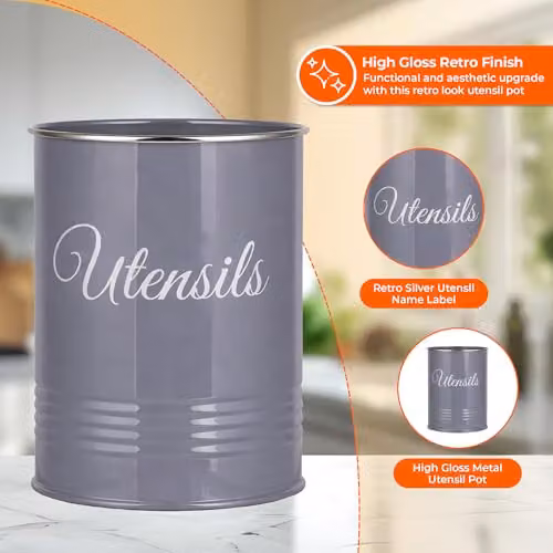 Innoteck Metal Utensil Holder and Cutlery Organiser in Grey – 2