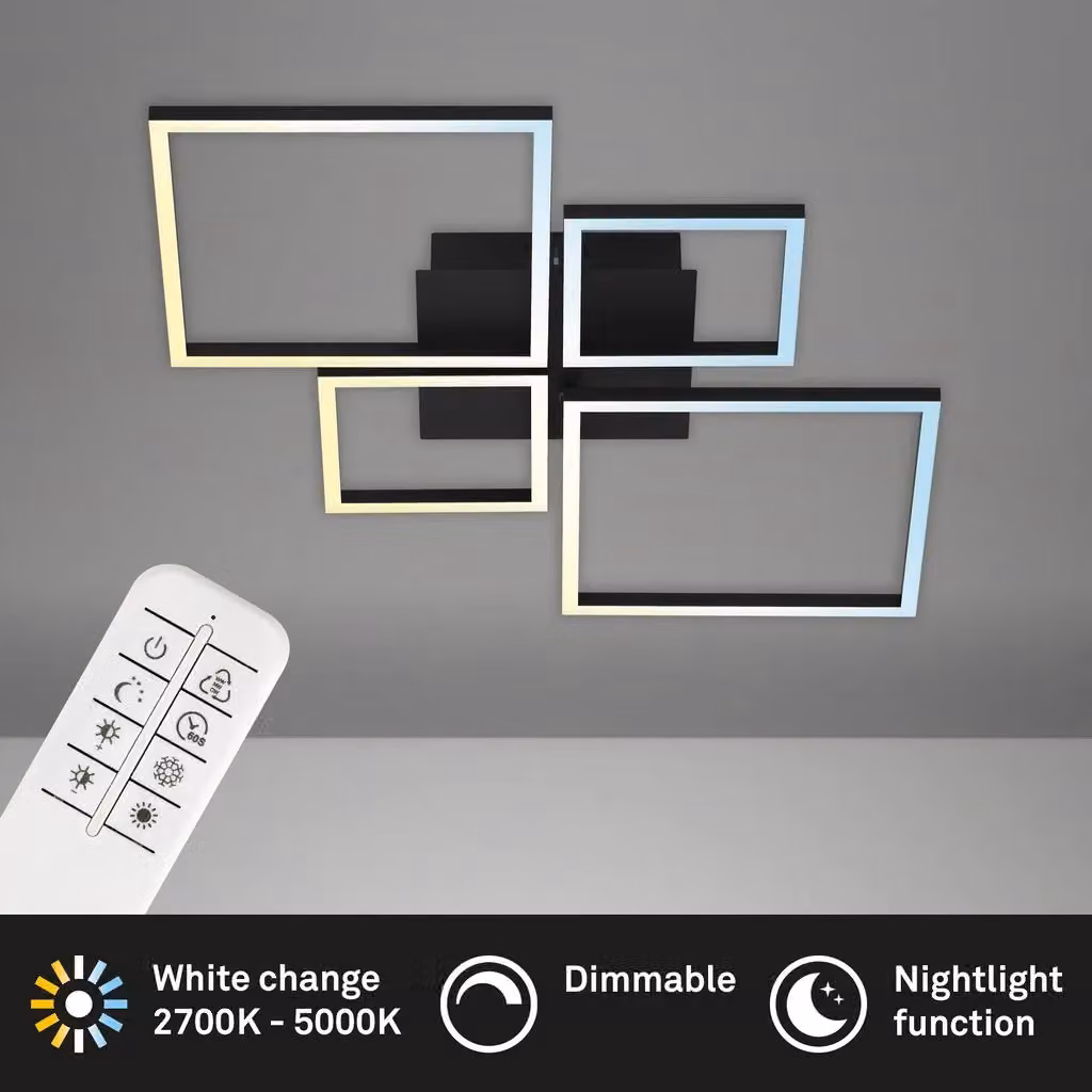 Briloner Black Modern Square CCT LED Ceiling Light with Remote Control and Dimming Function – 2
