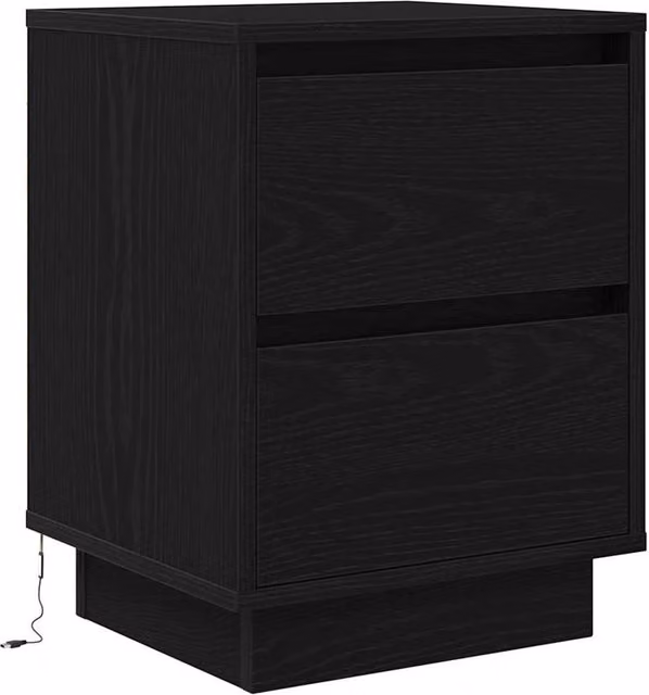 Berkfield Home Durable Bedside Cabinet with Integrated LED Lights in Black, W/D/H: 38 x 34 x 50 cm – 1