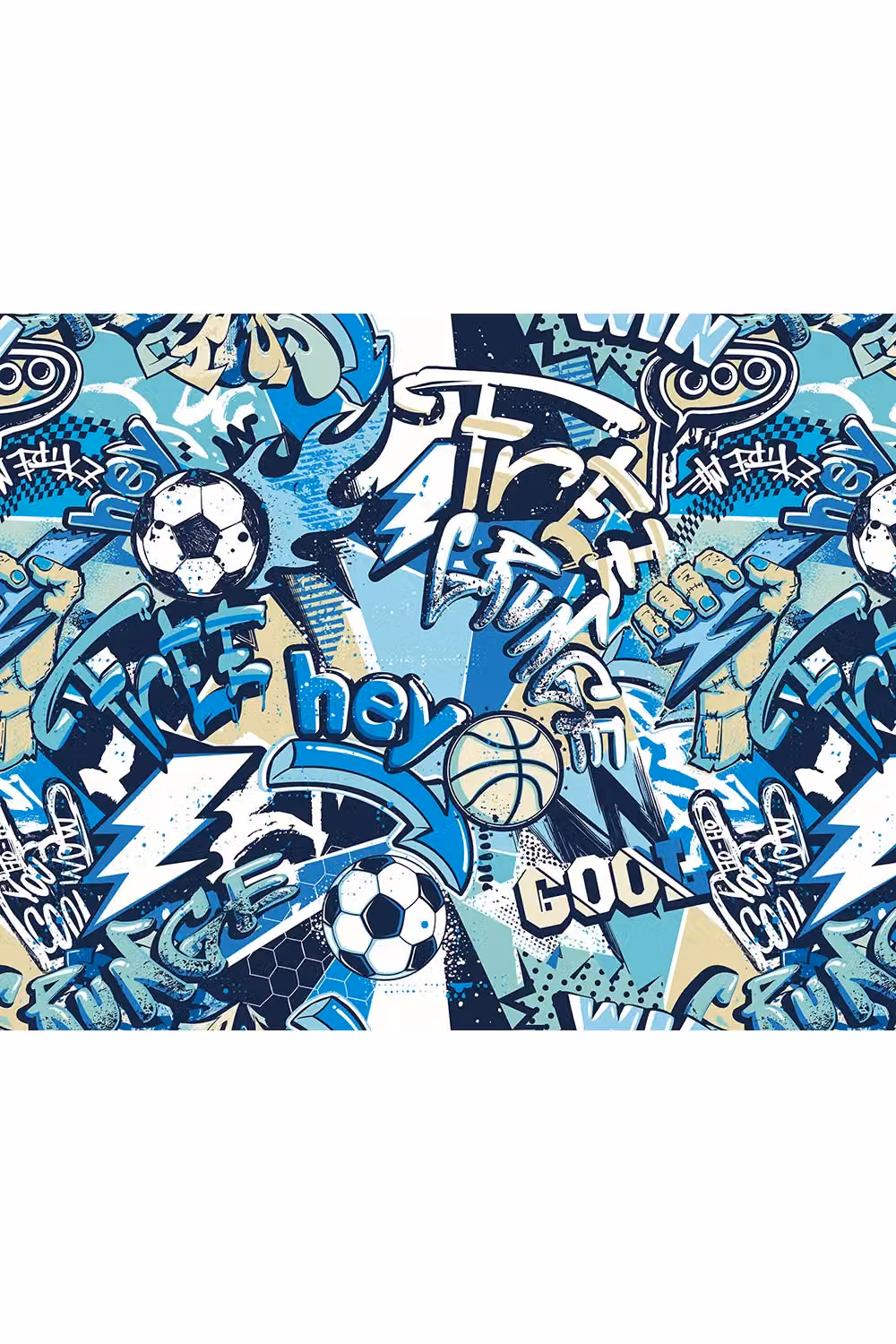 Origin Murals Sports Graffiti Abstract Wall Mural in Blue, W: 350 cm, H: 280 cm – 2