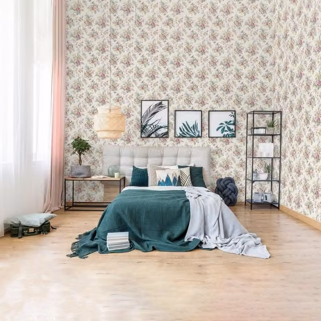 SK Filson Washable Botanical Floral Wallpaper in Purple, Blue and Multicolour