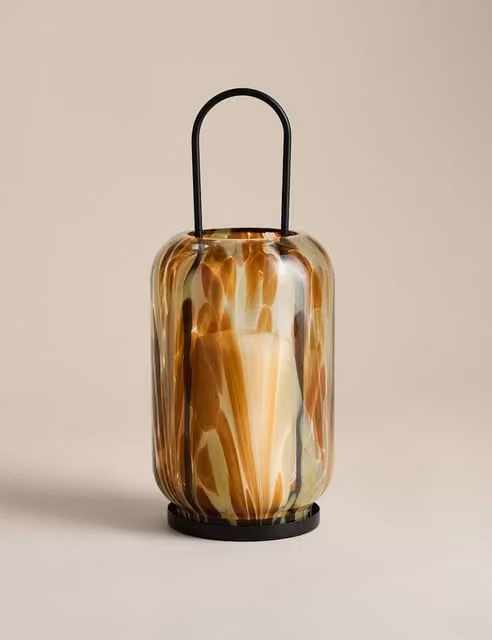 M&S Multicolour Glass Confetti Lantern in Transparent