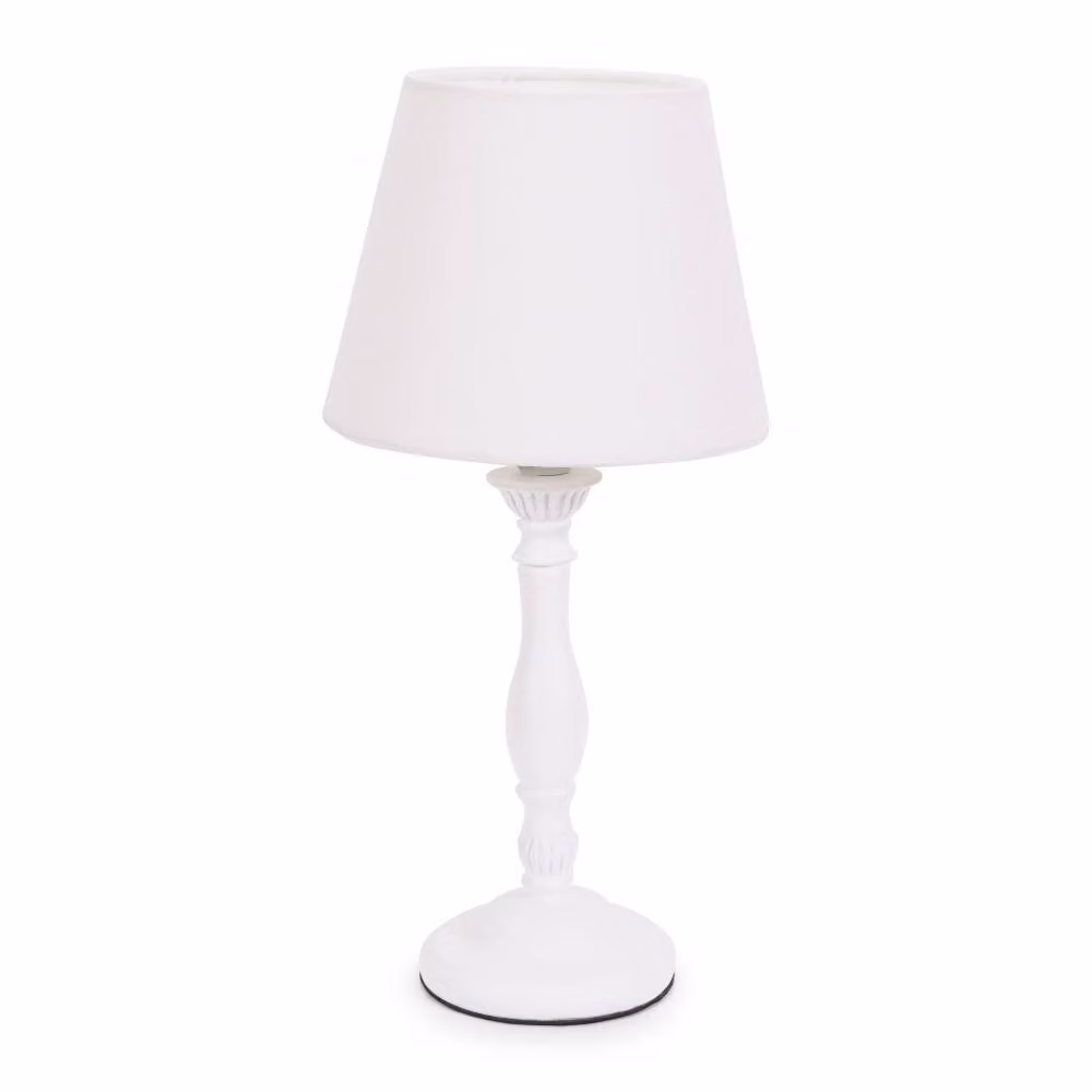 ValueLights Sara White Wood Candlestick Table Lamp with Tapered Fabric Shade – 2
