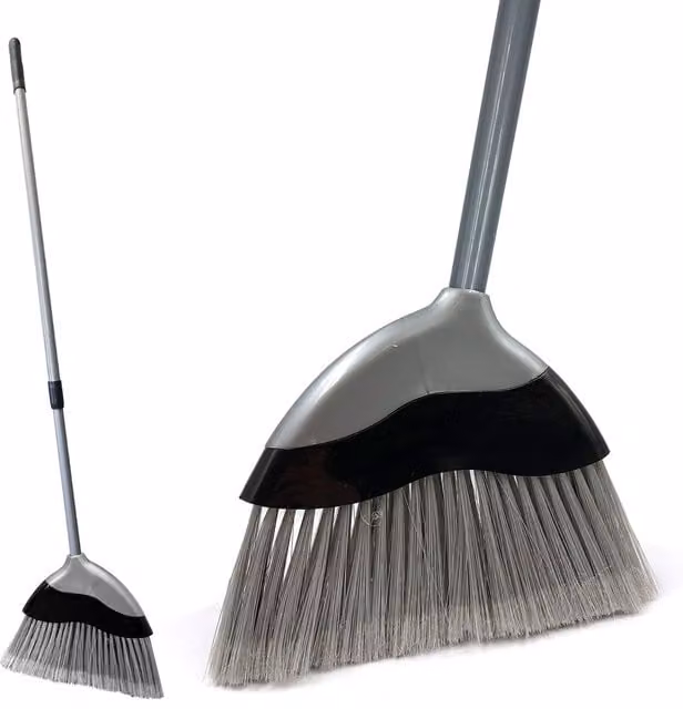 The Dustpan and Brush Store Telescopic Soft Brush Indoor Angled Slim Sweeping Broom in Grey