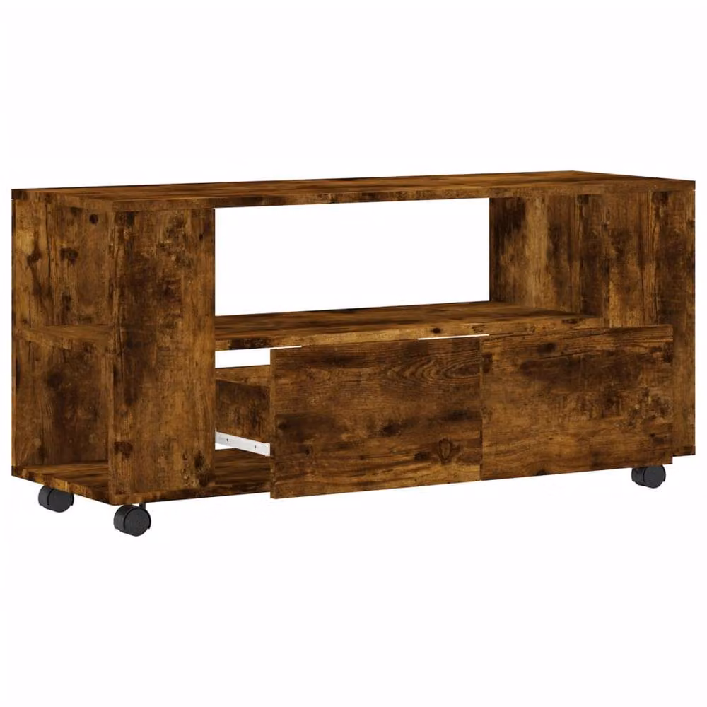 Berkfield Home Smoked Oak TV Cabinet in Brown, W/D/H: 102 x 34.5 x 43 cm – 4