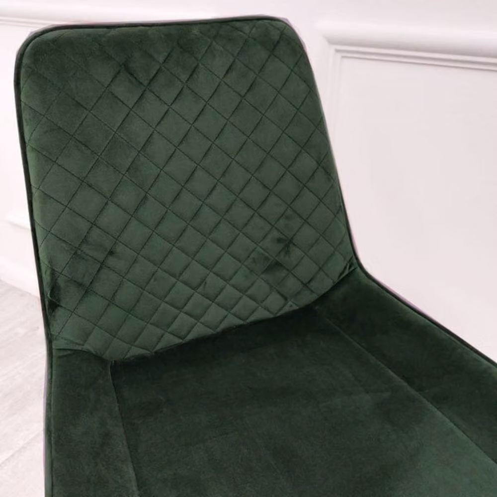 Stratus Interiors Luna Quilted Velvet Dining Chair in Green with Black Legs – 3