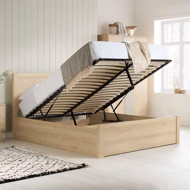 Birlea Herringford Ottoman Bed Frame in Oak Brown, Double (140 x 200 cm)