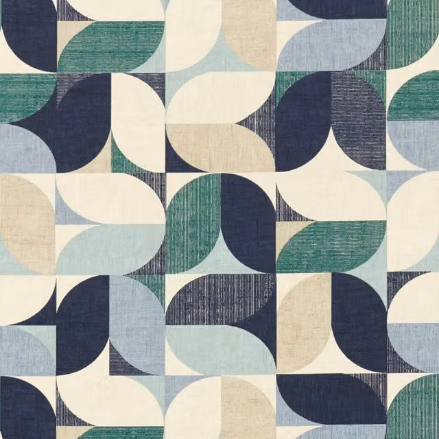Clarke & Clarke Reno Fabric in Mineral Navy and Blue Multicolour