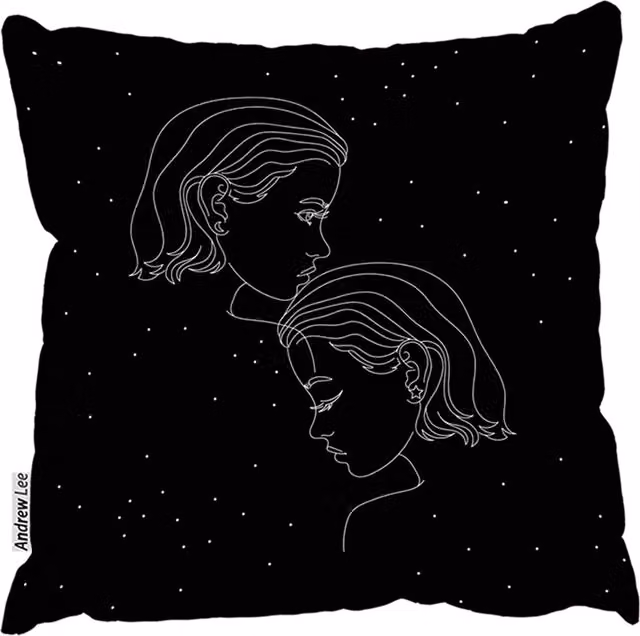 Benjamin Tate Design LTD Gemini Zodiac Sign Outdoor Comfy Cushion, Black, W/D/H: 60 x 60 x 60 cm