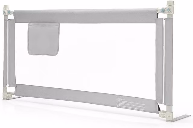Costway Extendable Height Adjustable Toddler Protection Guard with Grey Mesh Textile