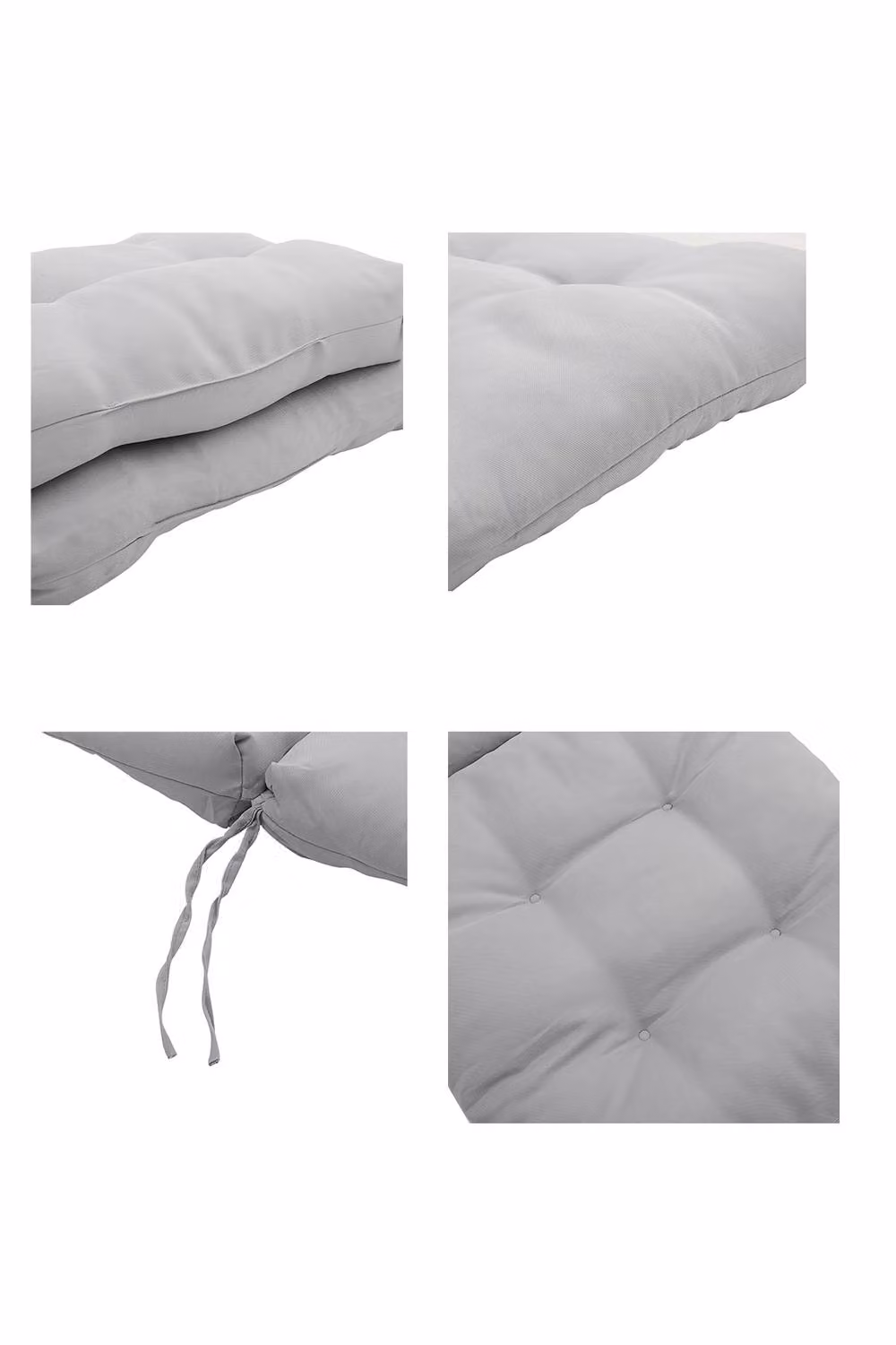 ExtraStar Light Grey Garden Chair Cushion with Non-Slip Backing and Polyester Fabric – 3