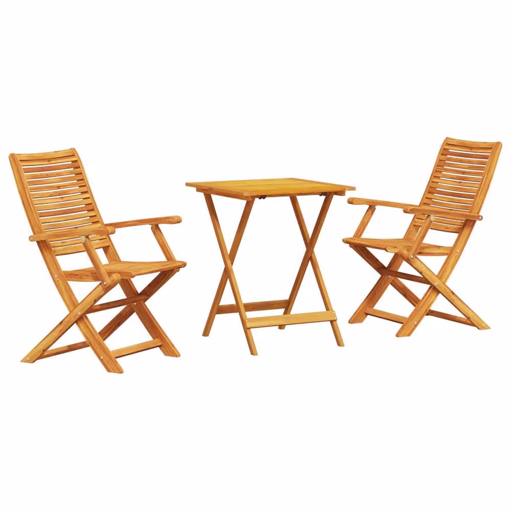 Berkfield Home 3-Piece Folding Bistro Set in Brown Oiled Acacia Wood – 2
