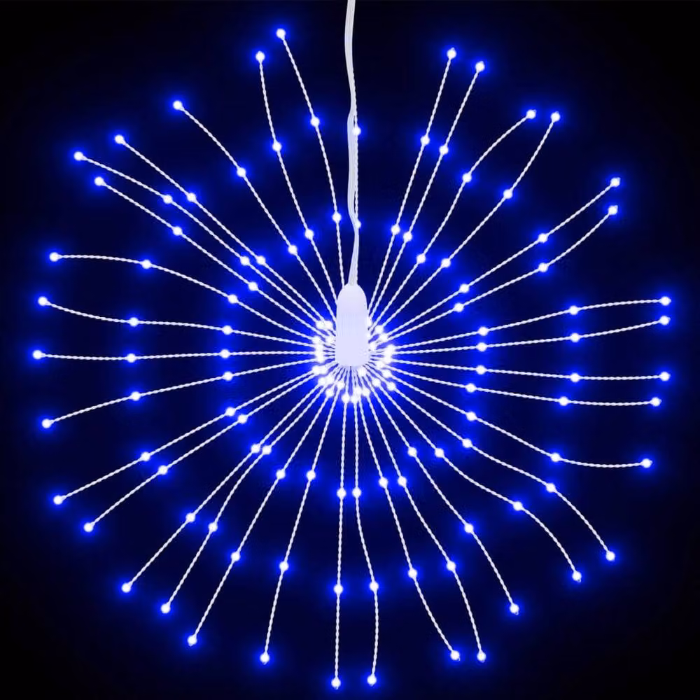 Berkfield Home Festive Christmas Starburst Lights, 140 LEDs, 8 Pieces, Blue, Diameter: 17 cm – 3