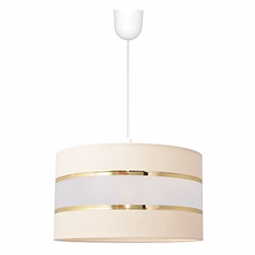 Netlighting Helam Cylindrical Pendant Ceiling Light in Beige, Gold and White, Diameter: 35 cm