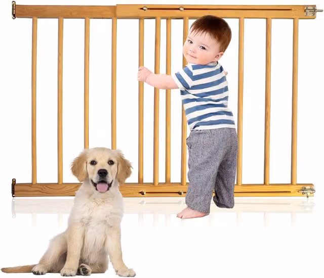NOVECRAFTO Extendable Wooden Multi-Purpose Safety Gate for Doors and Stairs in Sand Brown