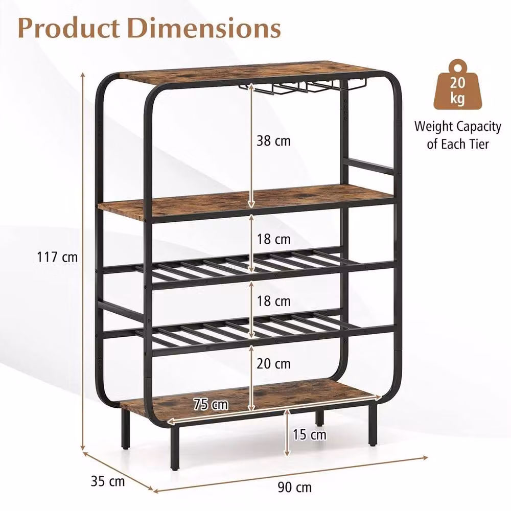 Kelvenix 16 Bottle Freestanding 5-Tier Wine Rack in Brown – 2
