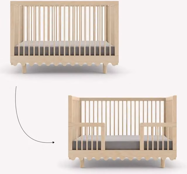 Oeuf NYC Moss Cot Bed Conversion Kit in Birch Wood