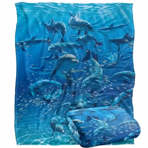 JQ Licensing Royce Mcclure Dolphin Twister Silky Touch Super Soft White Fleece Throw Blanket W/D/H: 152 x 127 cm