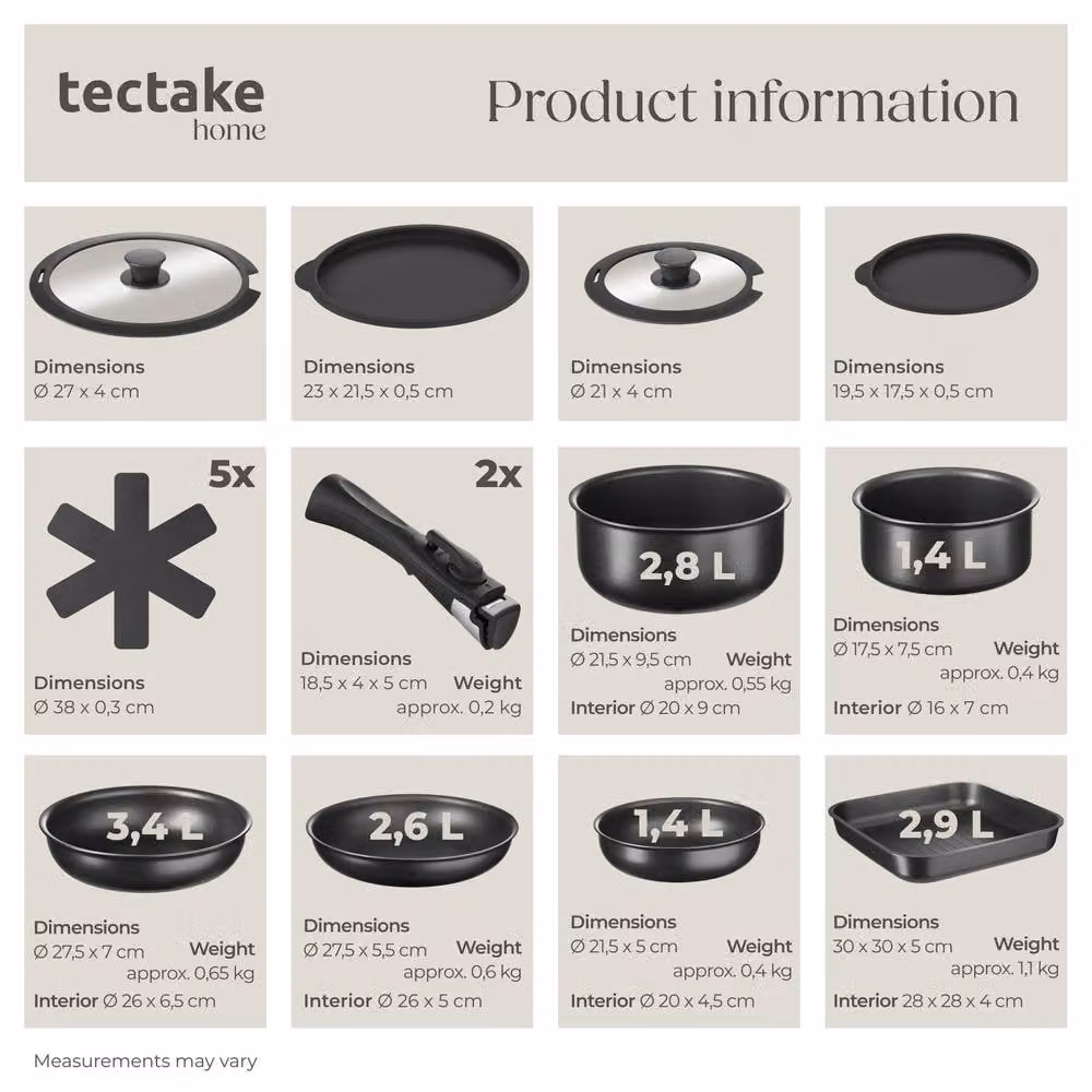 tectake Kitchen Starter Set Una/Parma in Black – 3