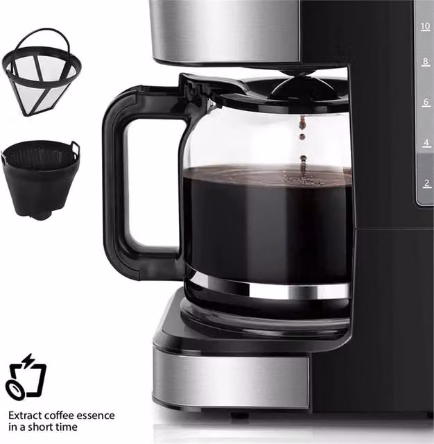 SPETLEK 1.5L Filter Coffee Machine with Glass Jug in Black – 1