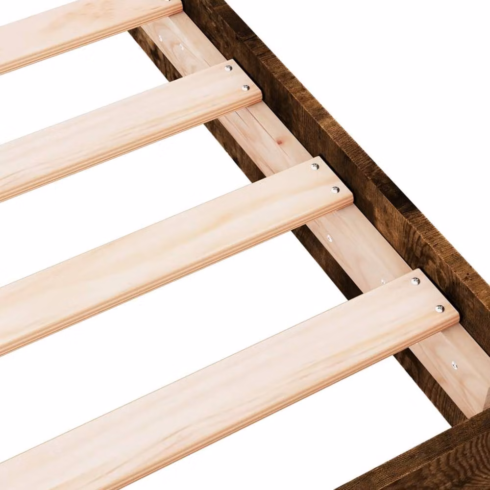 Berkfield Home Smoked Oak Bed Frame in Brown, W/D/H: 140 x 200 cm – 4